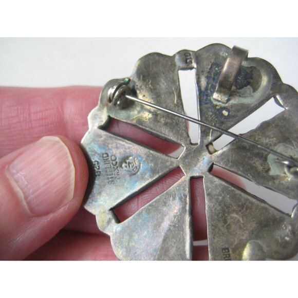 Taxco Mexico Vintage Sterling Silver Abalone Shell Inlay Brooch Pin Brooche RU - Picture 5 of 8